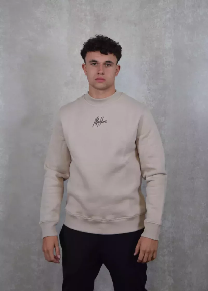 Malelions striped signature sweater FW24 120 beige