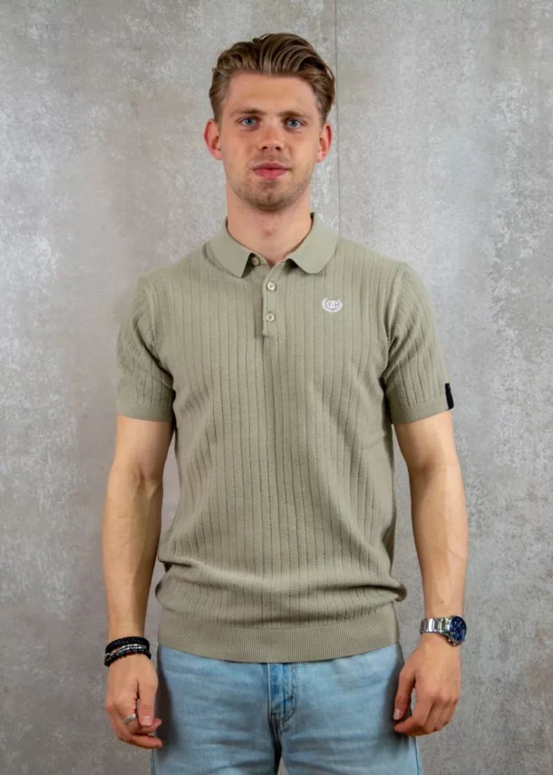 Quotrell cairo knitted polo greige/white
