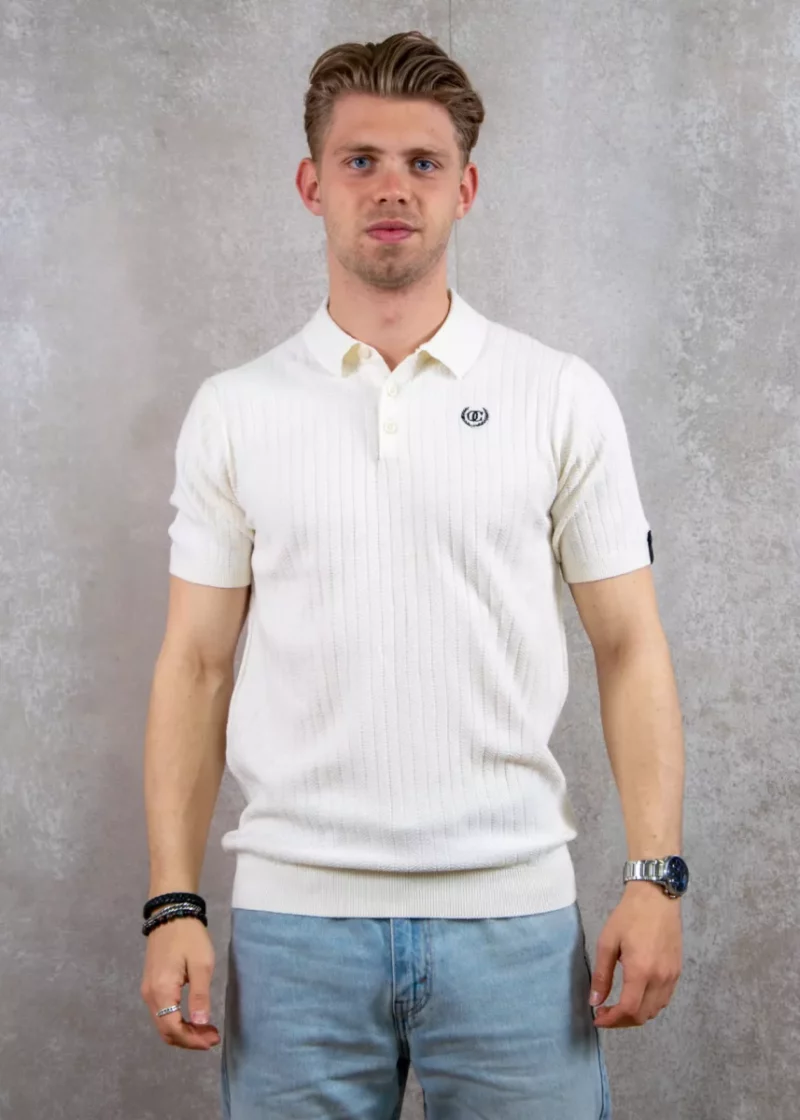 Quotrell cairo knitted polo off white/black