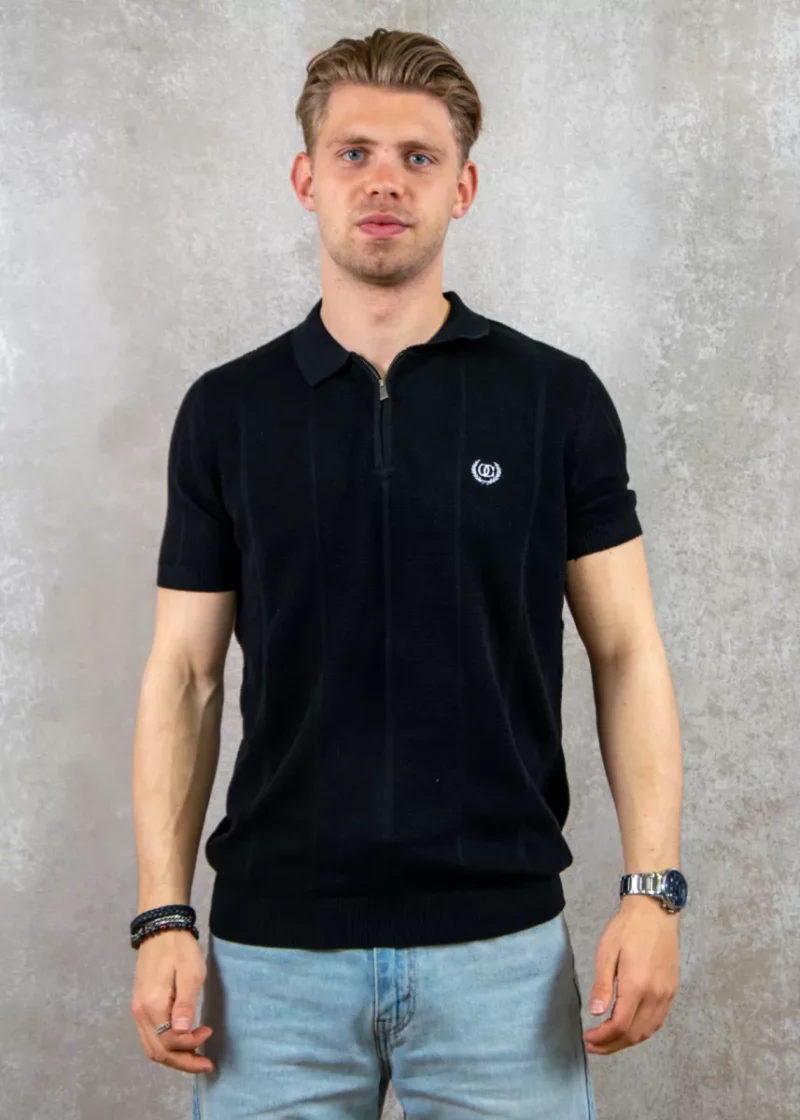 Quotrell cruz knitted polo black/white