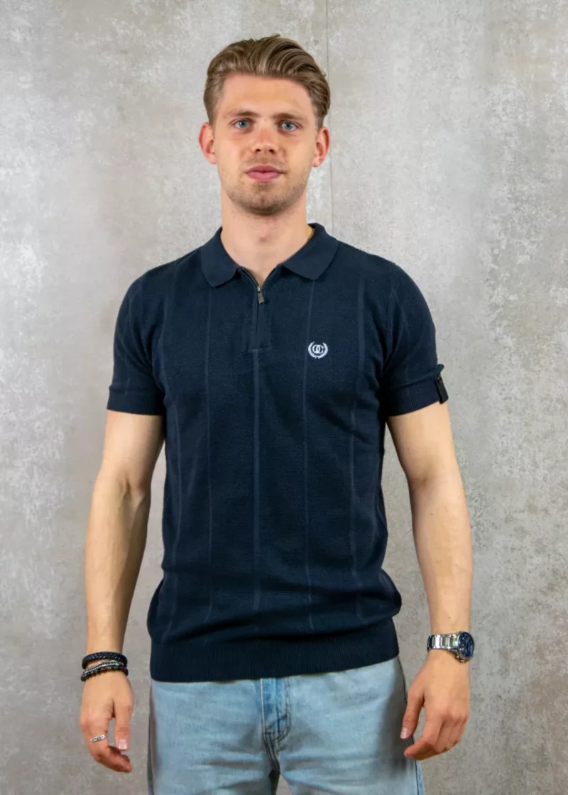 Quotrell cruz knitted polo navy/white