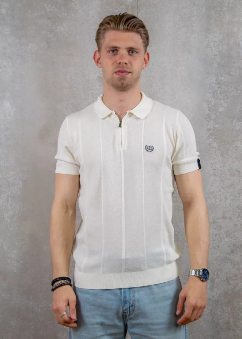 Quotrell cruz knitted polo off white/black