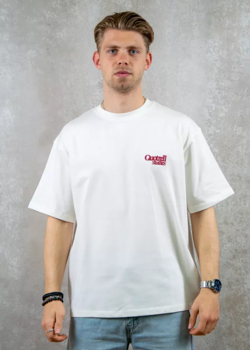 Quotrell puff studios t-shirt off white/red