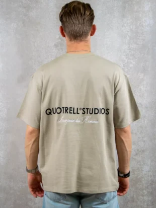 Quotrell studios t-shirt greige/off white