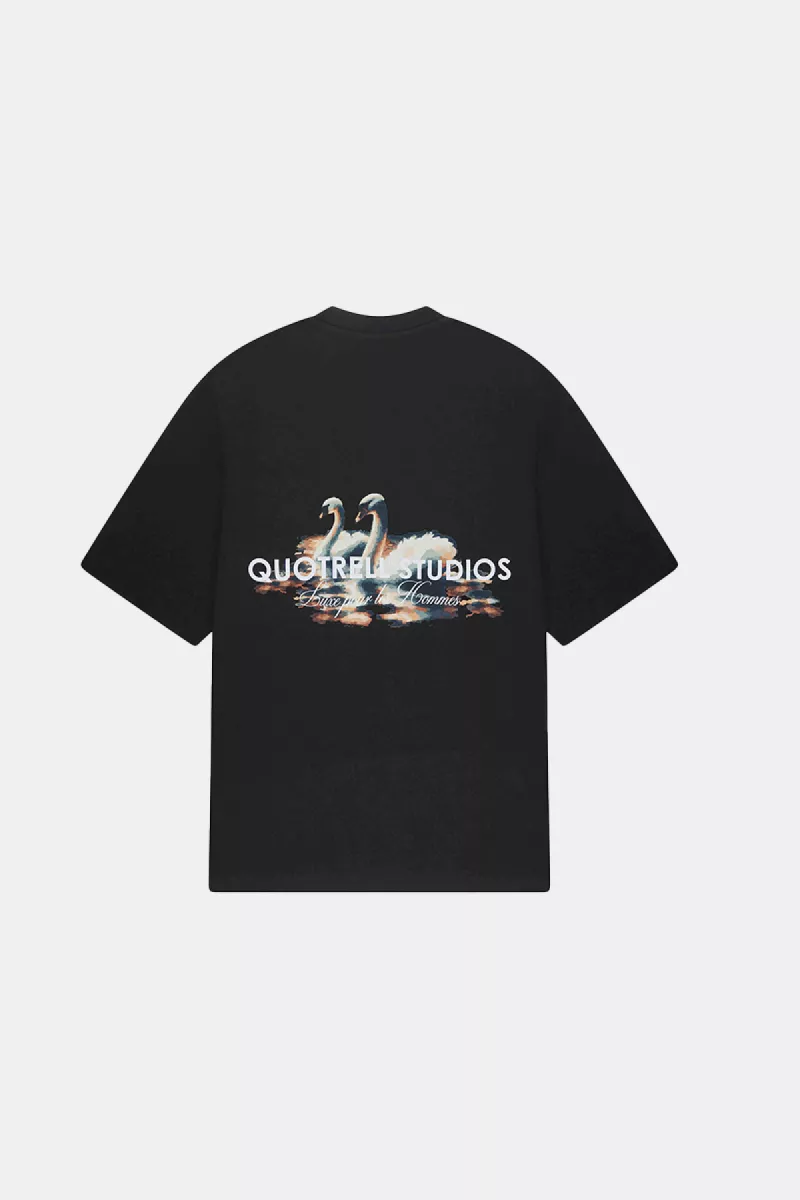 Quotrell swan t-shirt black/white