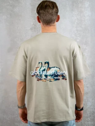 Quotrell swan t-shirt greige/white