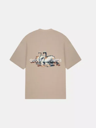 Quotrell swan t-shirt greige/white