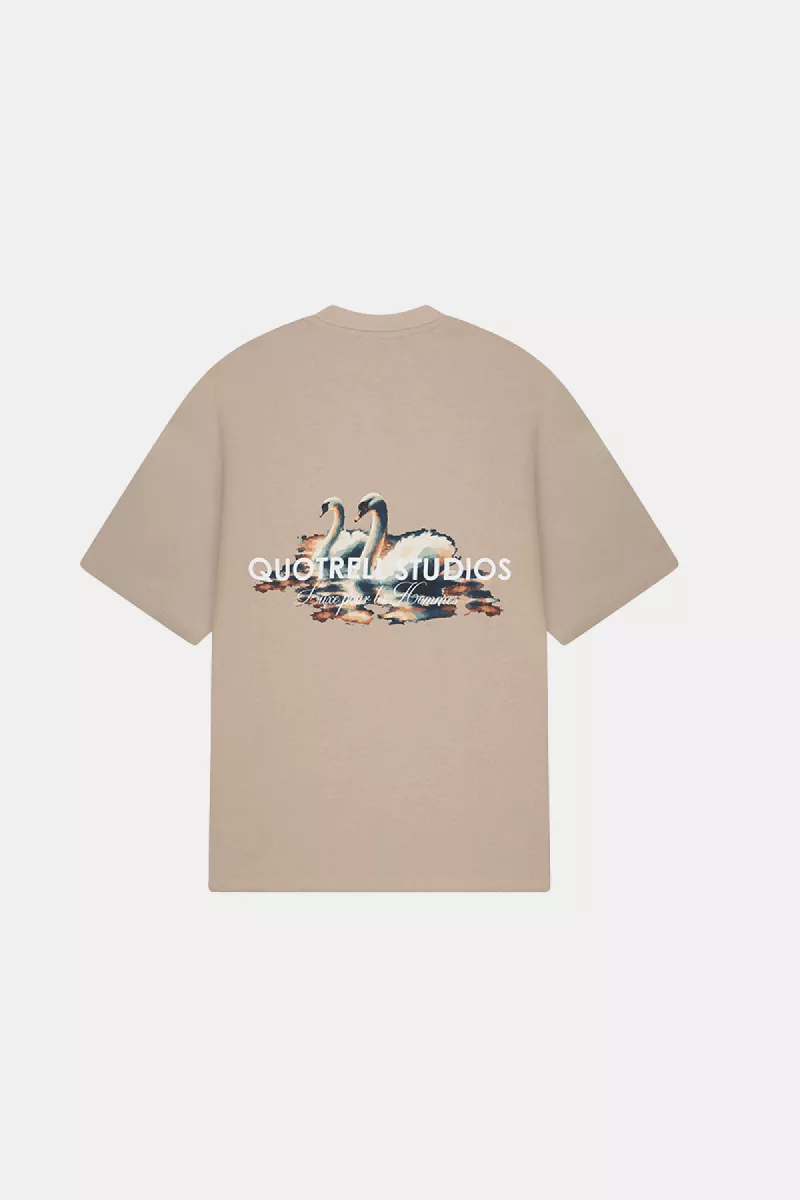 Quotrell swan t-shirt greige/white