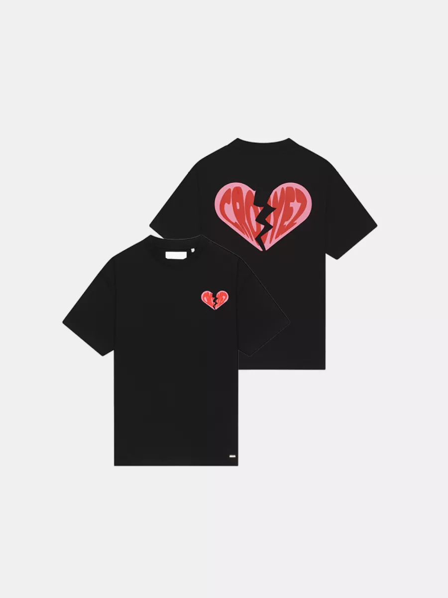 Croyez broken puffed heart t-shirt black/red