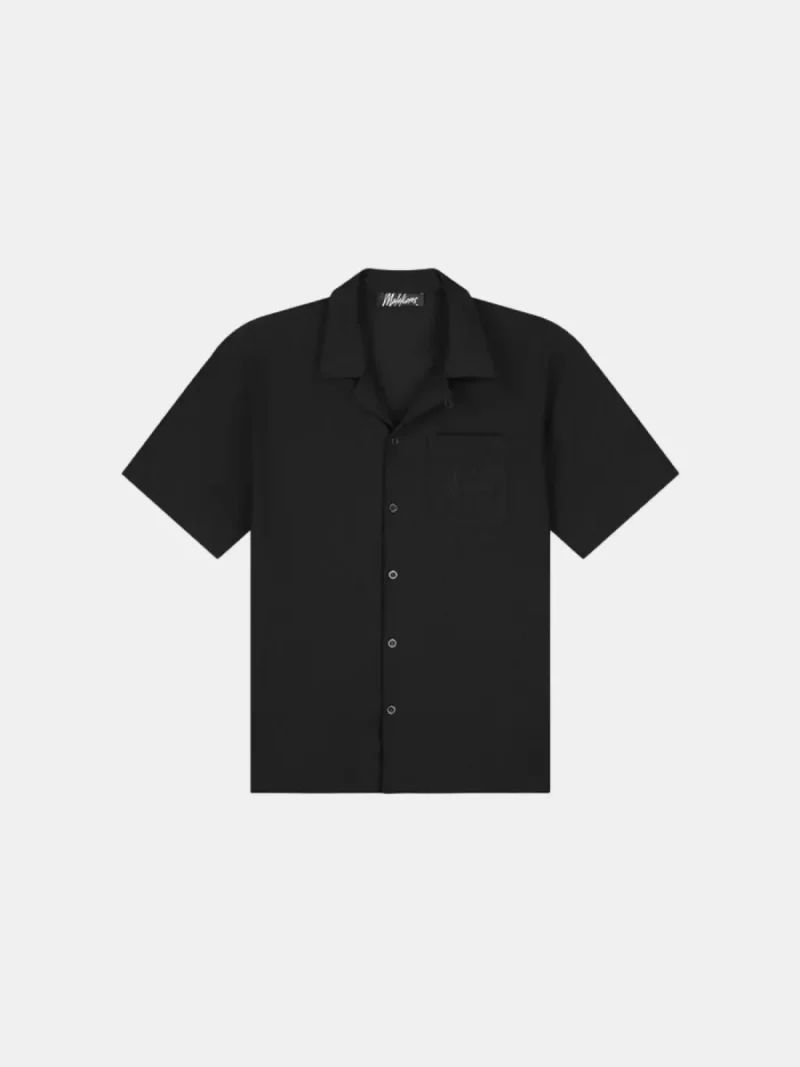 Malelions clean seersucker shirt black