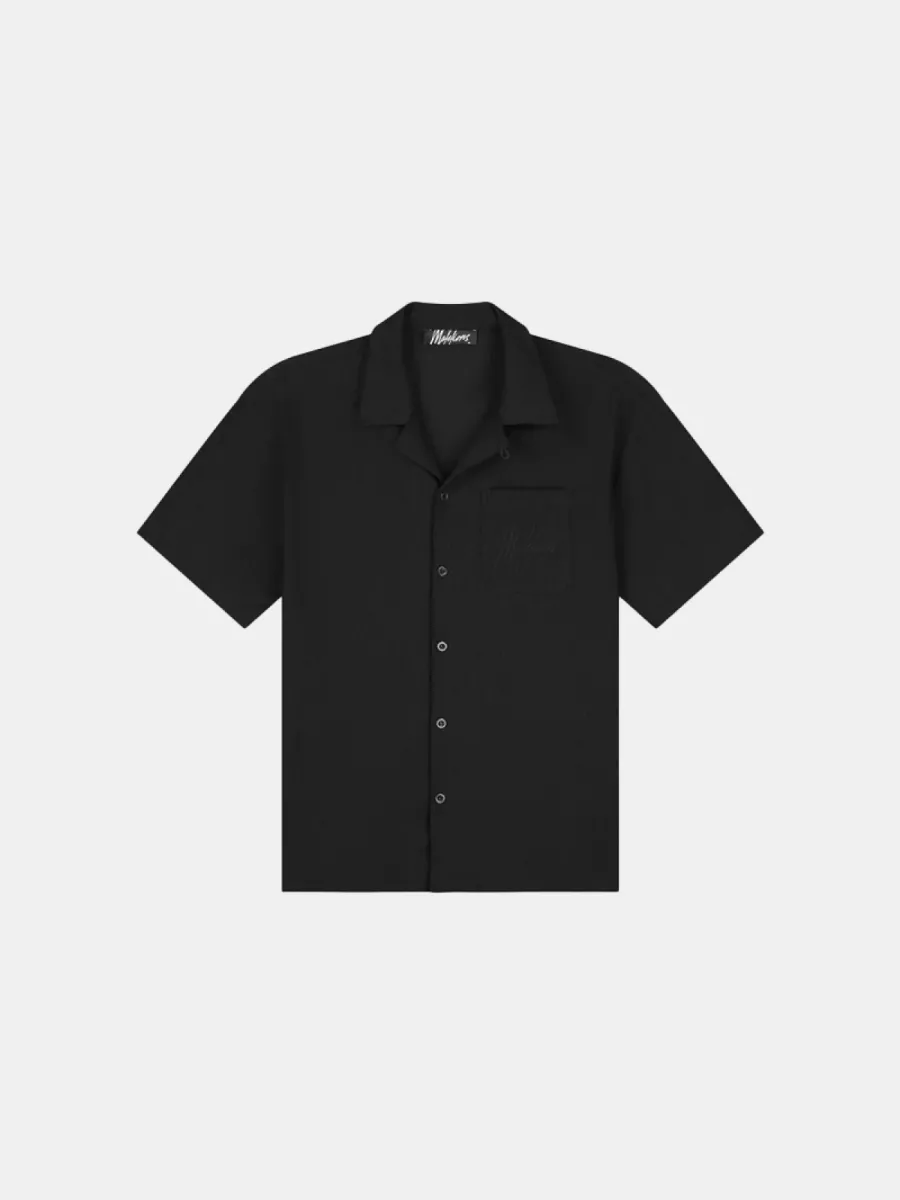 Malelions clean seersucker shirt black