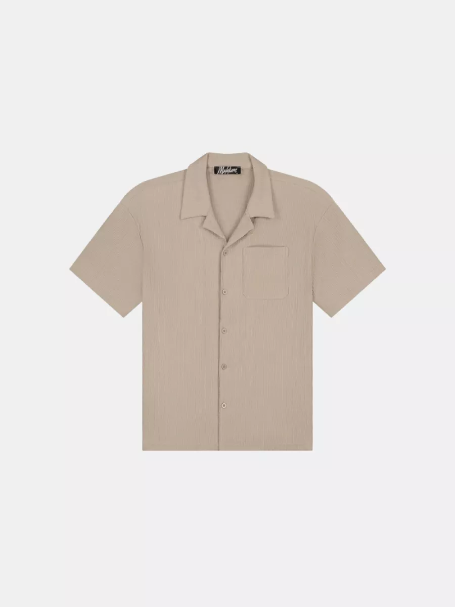 Malelions clean seersucker shirt taupe