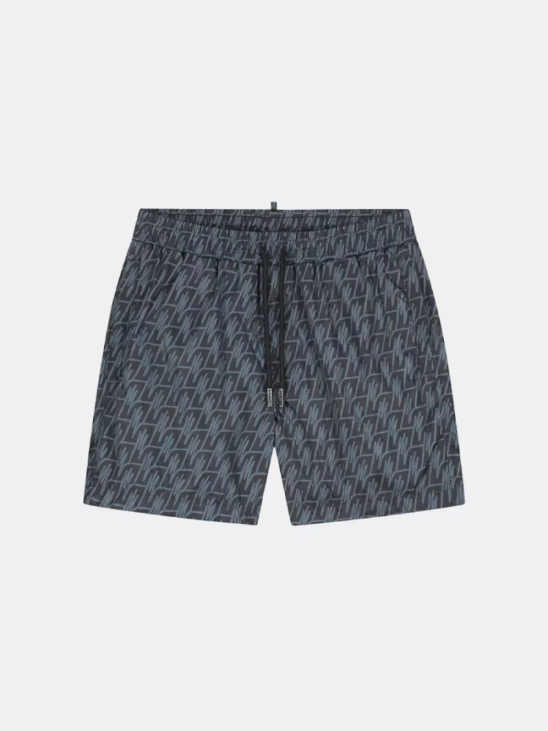 Malelions monogram swim shorts black