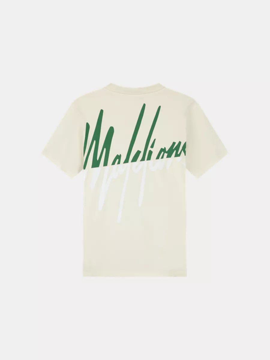 Malelions split t-shirt off-white/green