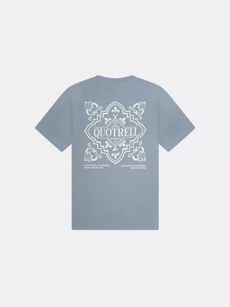 Quotrell coastal t-shirt faded blue/white