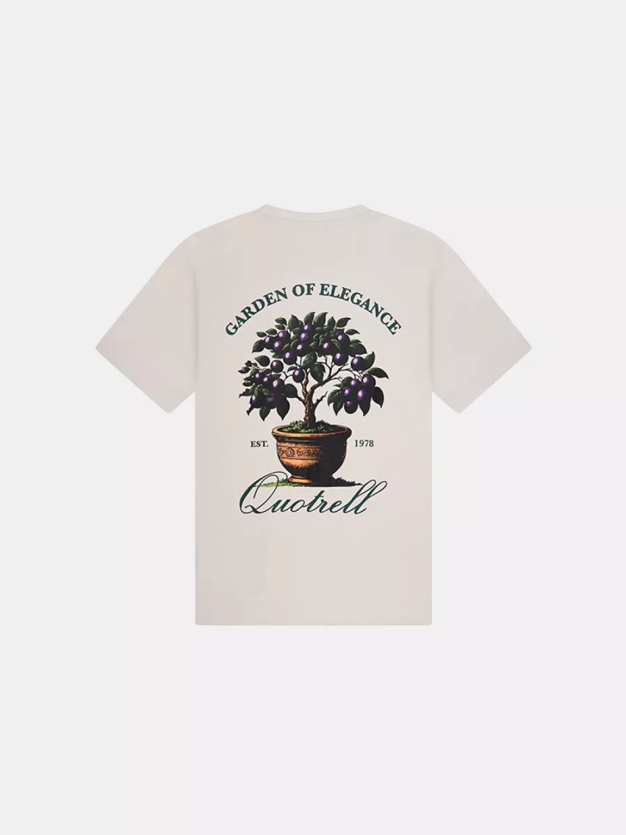 Quotrell damson t-shirt off sand/green