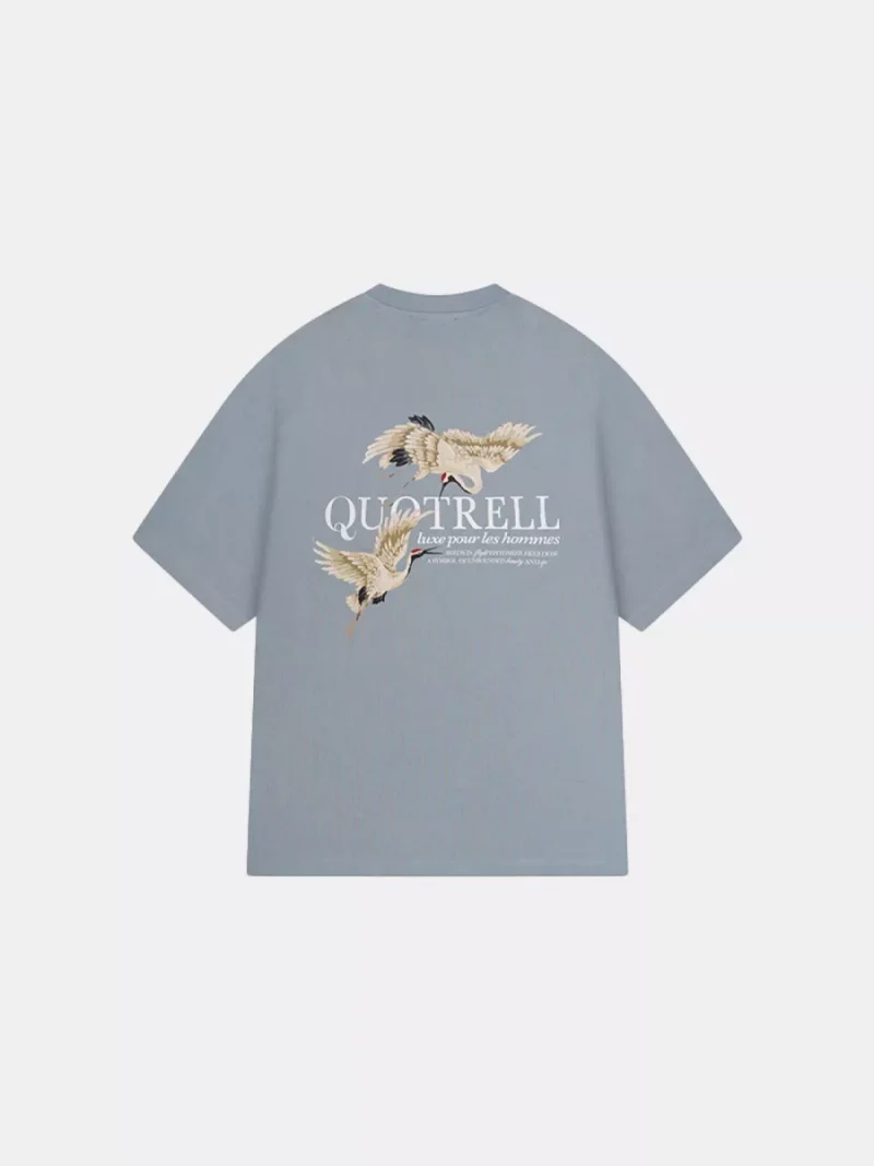 Quotrell heron t-shirt faded blue/white