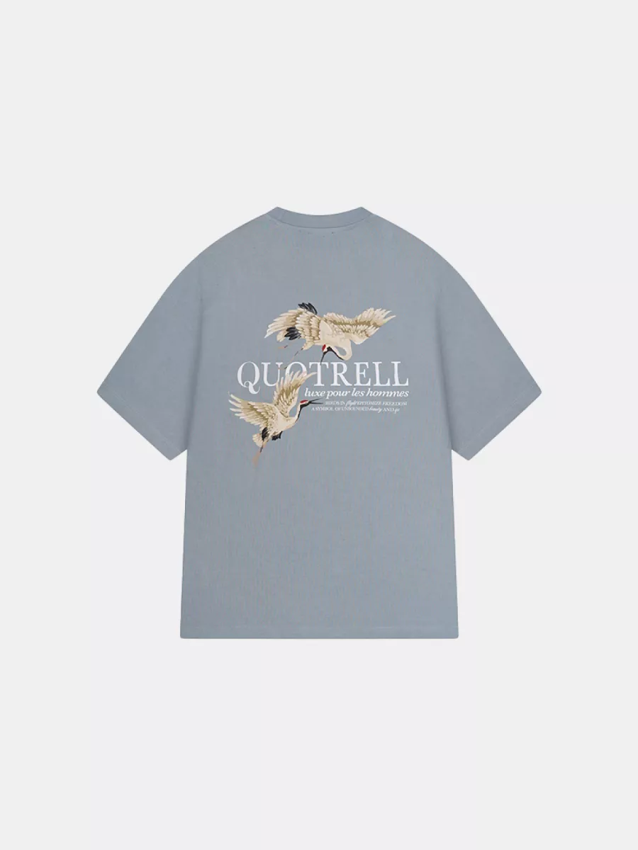 Quotrell heron t-shirt faded blue/white