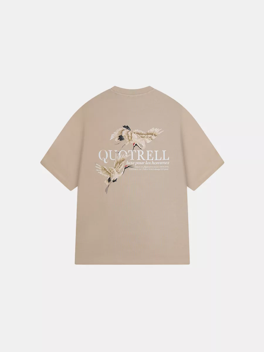 Quotrell heron t-shirt greige/white