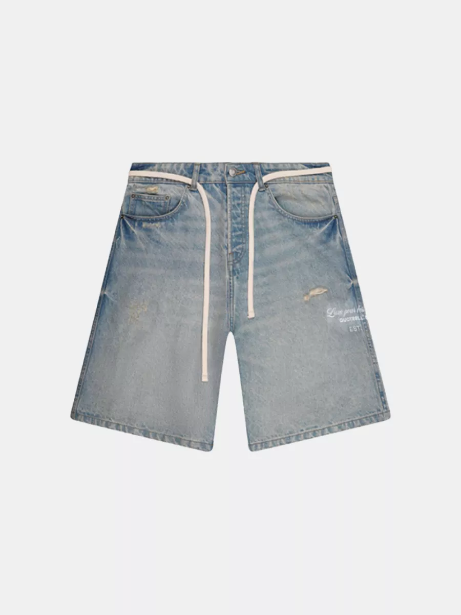 Quotrell ray denim shorts light blue