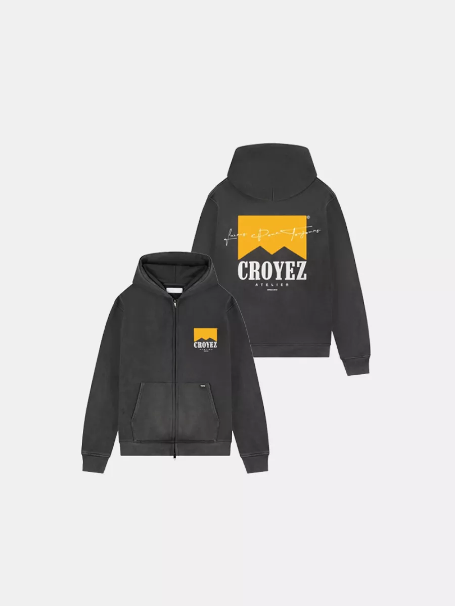 Croyez fumes zip hoodie acid wash