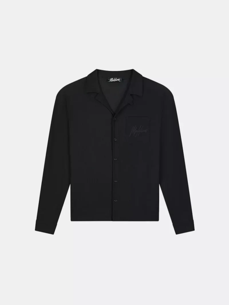 Malelions seersucker longsleeve shirt black
