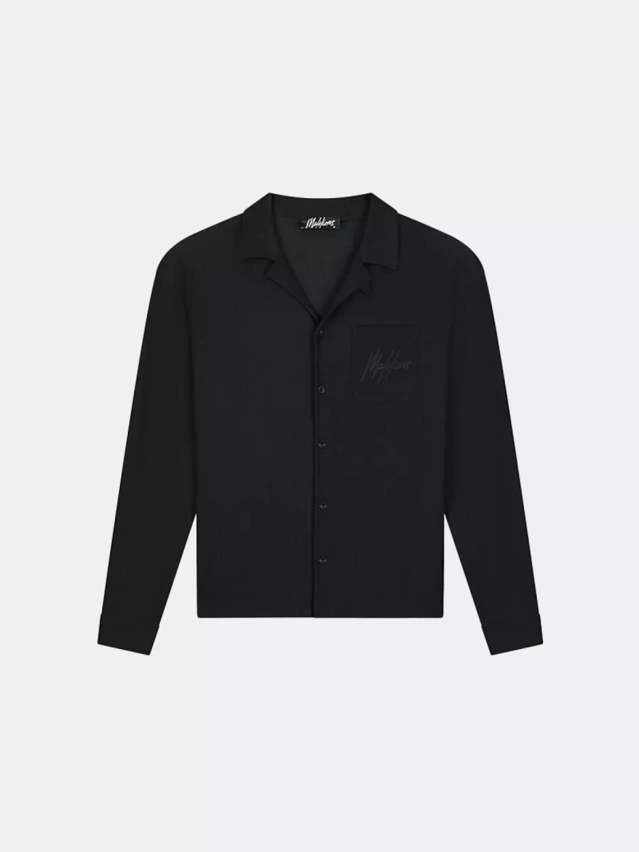 Malelions seersucker longsleeve shirt black