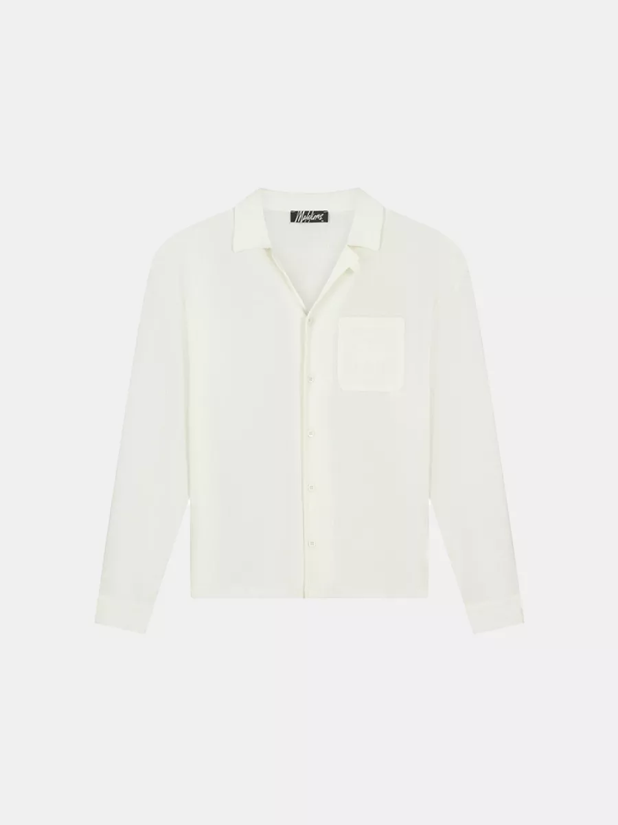 Malelions seersucker longsleeve shirt off-white