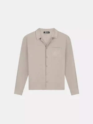 Malelions seersucker longsleeve shirt taupe