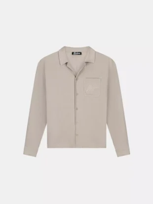 Malelions seersucker longsleeve shirt taupe