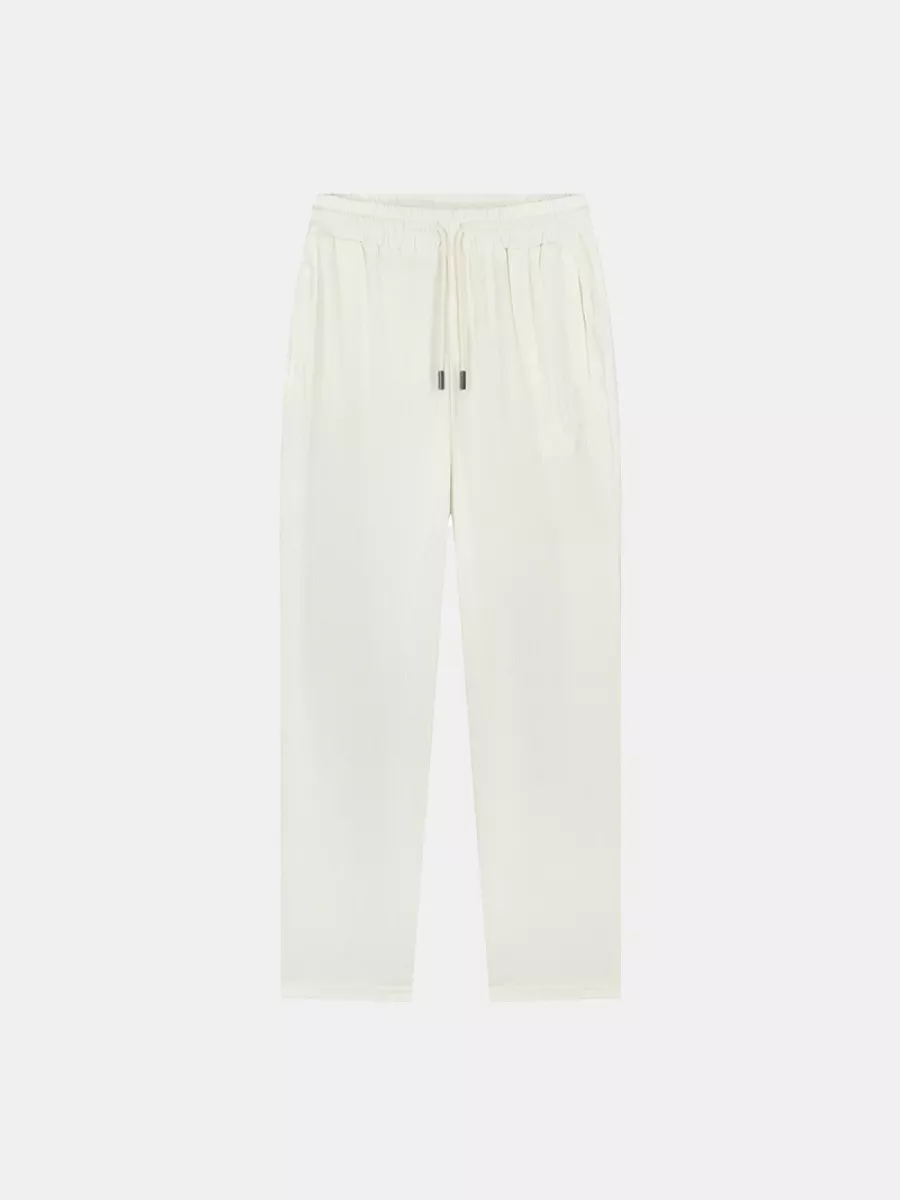 Malelions straight seersucker pants off-white