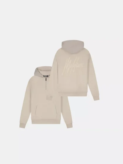 Malelions fleece nylon half zip hoodie 099 sand