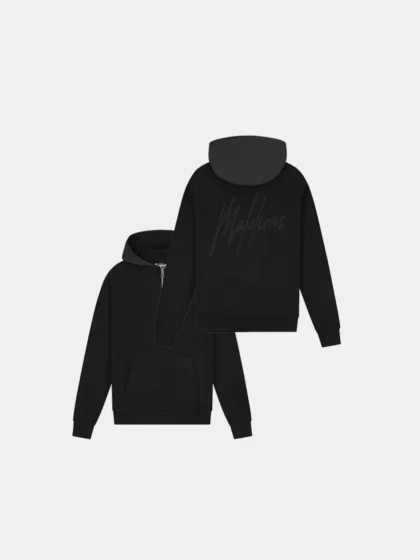 Malelions fleece nylon half zip hoodie 900 black