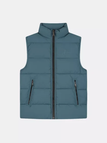 Malelions matt crinkle padded vest 970 blue slate