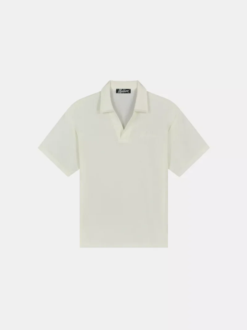 Malelions seersucker buttonless polo off-white