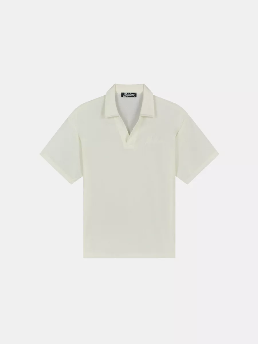 Malelions seersucker buttonless polo off-white