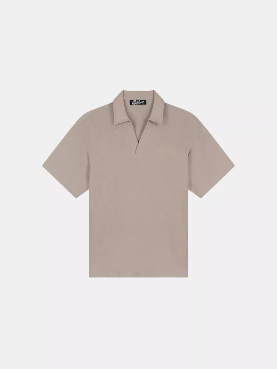 Malelions seersucker buttonless polo taupe
