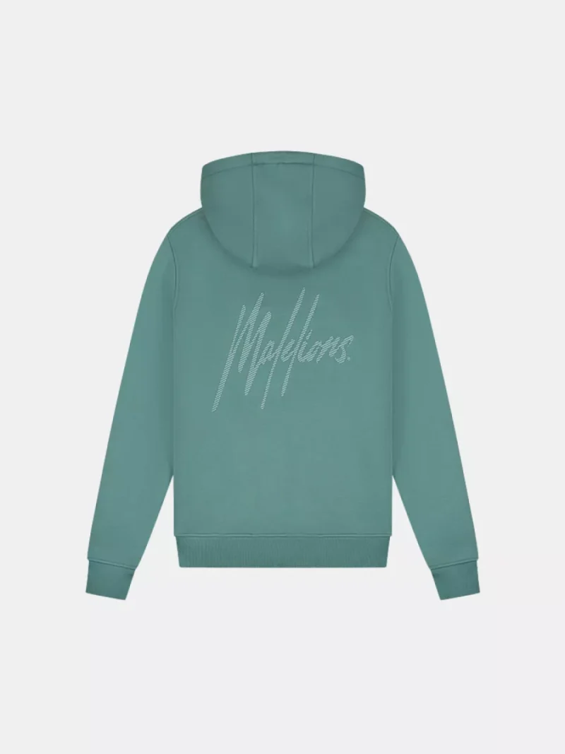 Malelions striped signature hoodie 400 green