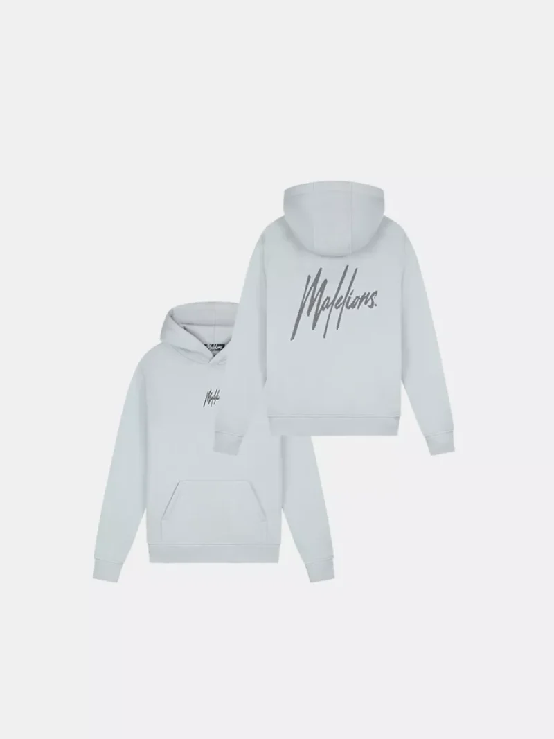 Malelions striped signature hoodie 691 ocean grey