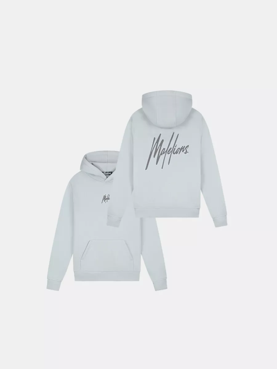 Malelions striped signature hoodie 691 ocean grey