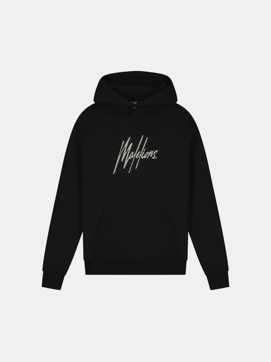 Malelions striped signature hoodie SS25 black/white