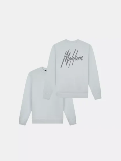 Malelions striped signature sweater 691 ocean grey