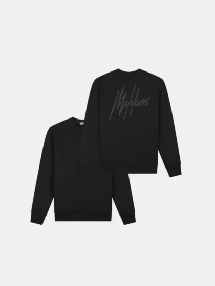 Malelions striped signature sweater 900 black