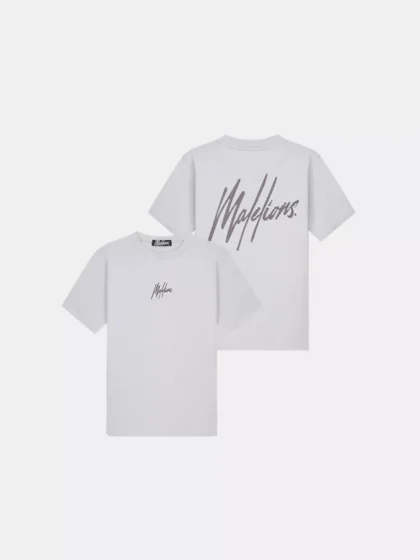 Malelions striped signature t-shirt 691 ocean grey
