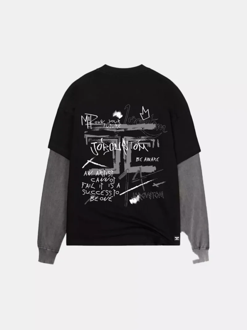 Jorcustom artist double layered longsle black-acid