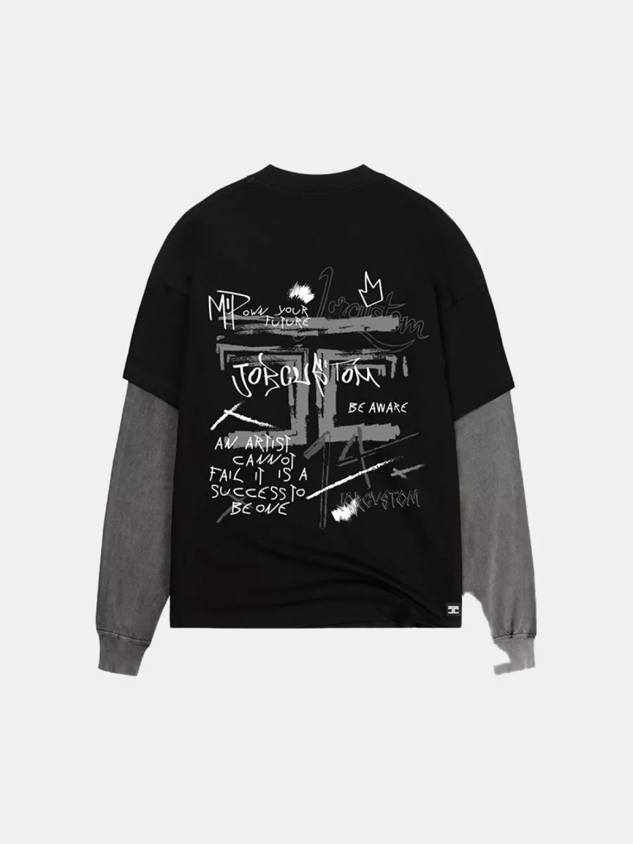 Jorcustom artist double layered longsle black-acid