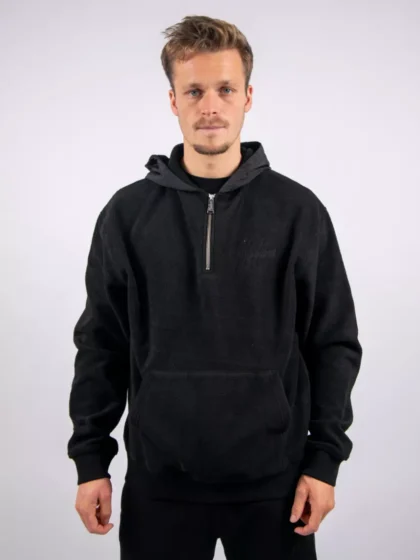 Malelions fleece nylon half zip hoodie 900 black