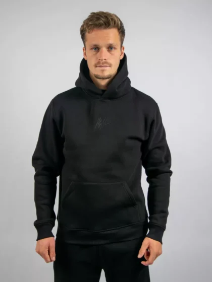 Malelions striped signature hoodie 900 black