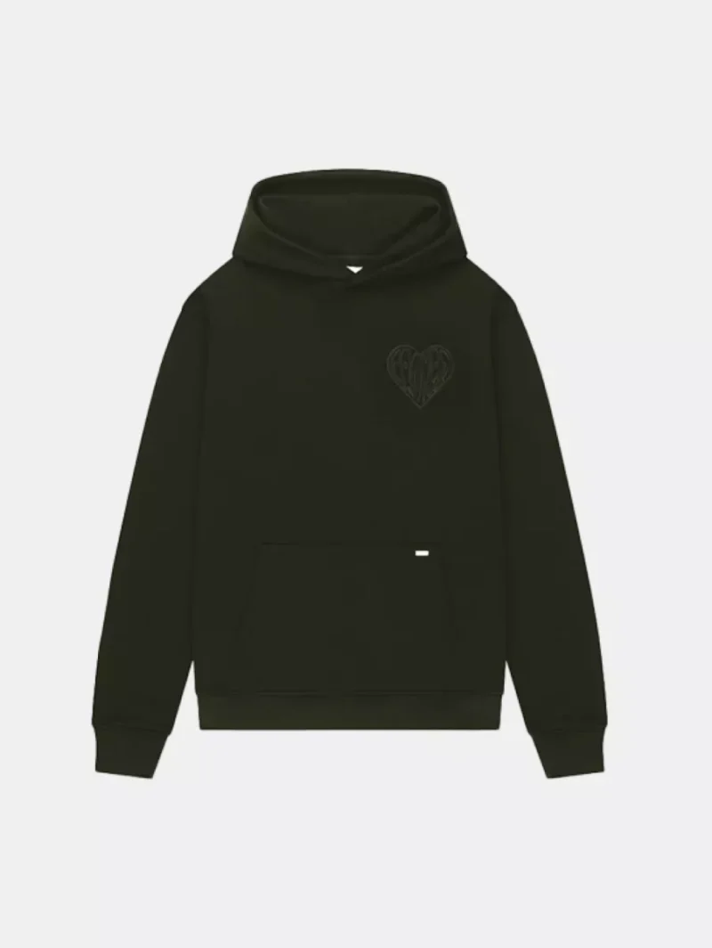 Croyez stitched heart hoodie 2402 dark green