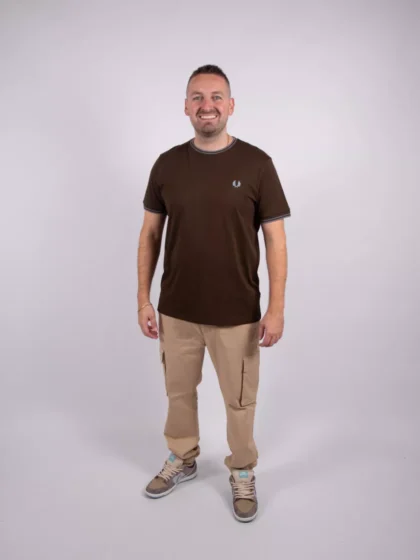 Fred Perry m1588v 49a brnttbcc/stkprtb